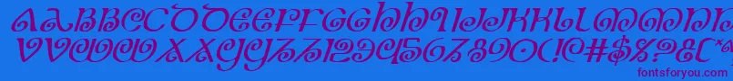 Fonte TheShireItalic – fontes roxas em um fundo azul