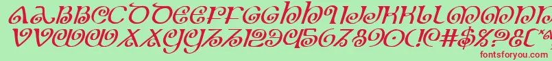 Fonte TheShireItalic – fontes vermelhas em um fundo verde