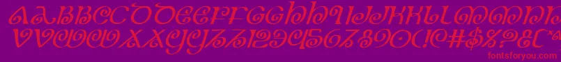 Fonte TheShireItalic – fontes vermelhas em um fundo violeta