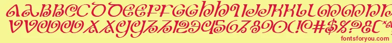 TheShireItalic-fontti – punaiset fontit keltaisella taustalla