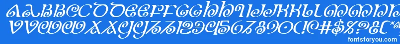 Czcionka TheShireItalic – białe czcionki na niebieskim tle