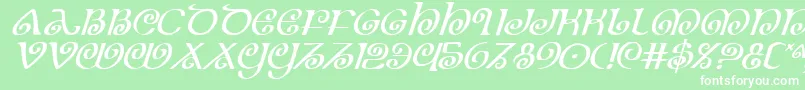 Fonte TheShireItalic – fontes brancas em um fundo verde