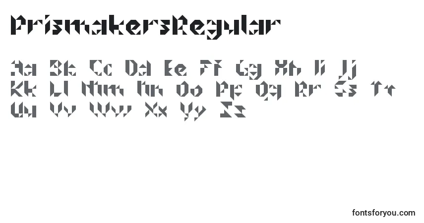 Шрифт PrismakersRegular – алфавит, цифры, специальные символы