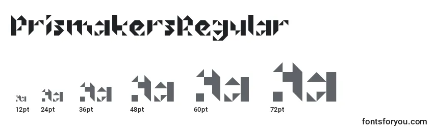Размеры шрифта PrismakersRegular