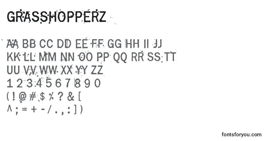 Schriftart GrasshopperZ – Alphabet, Zahlen, spezielle Symbole