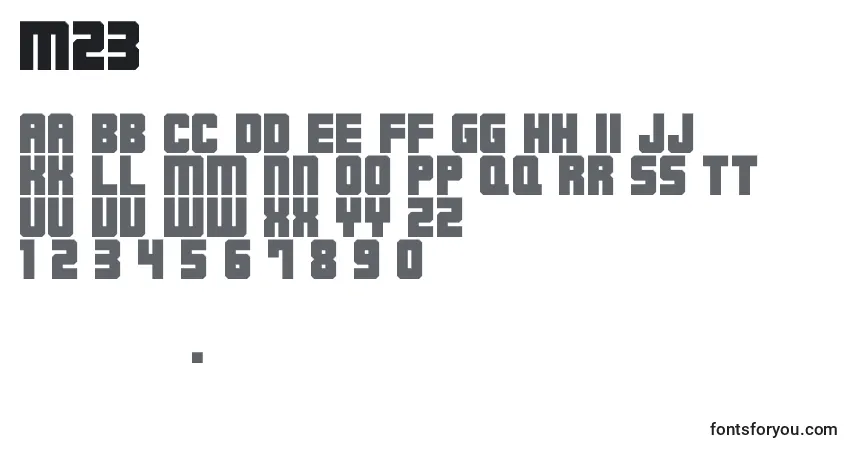A fonte M23 – alfabeto, números, caracteres especiais