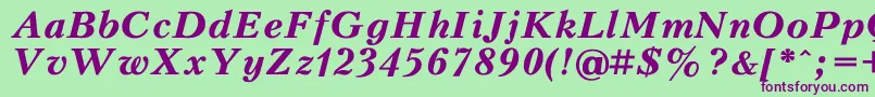 KudriashovBoldItalic Font – Purple Fonts on Green Background