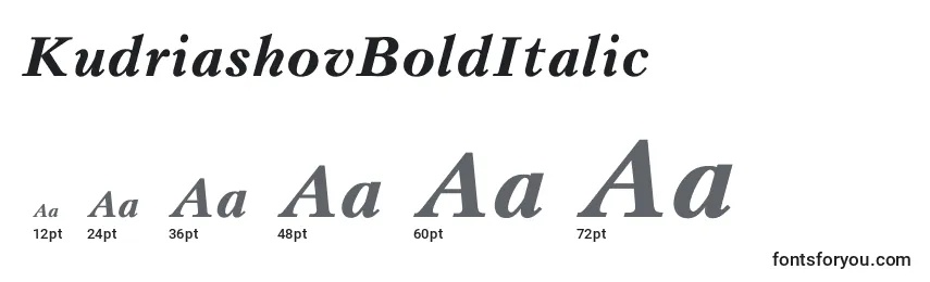 Размеры шрифта KudriashovBoldItalic