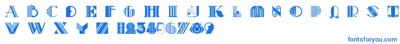 Pastiche-Schriftart – Blaue Schriften auf weißem Hintergrund