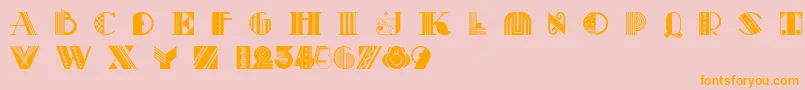Pastiche-Schriftart – Orangefarbene Schriften auf rosa Hintergrund