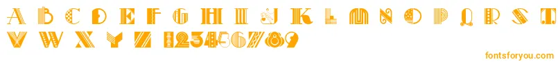 Pastiche-Schriftart – Orangefarbene Schriften auf weißem Hintergrund