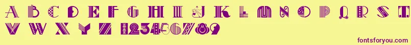 Pastiche-Schriftart – Violette Schriften auf gelbem Hintergrund