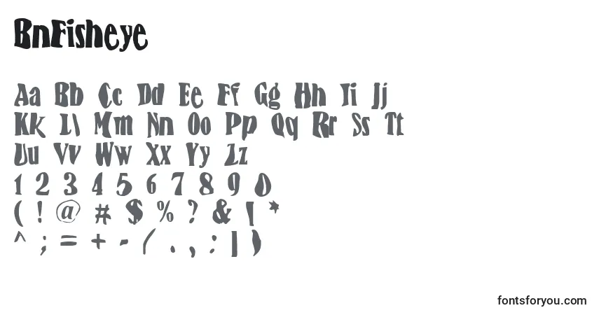 A fonte BnFisheye – alfabeto, números, caracteres especiais