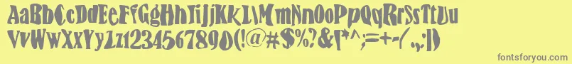 BnFisheye-fontti – harmaat kirjasimet keltaisella taustalla