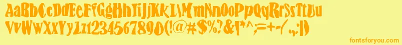 BnFisheye Font – Orange Fonts on Yellow Background