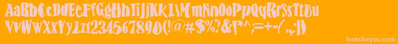 BnFisheye-fontti – vaaleanpunaiset fontit oranssilla taustalla