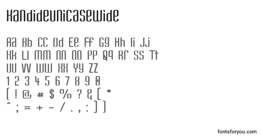 A fonte KandideUnicaseWide – alfabeto, números, caracteres especiais