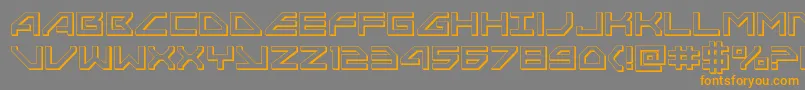 フォントNeonavy3D – オレンジの文字は灰色の背景にあります。