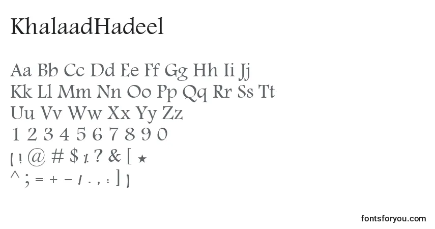A fonte KhalaadHadeel – alfabeto, números, caracteres especiais