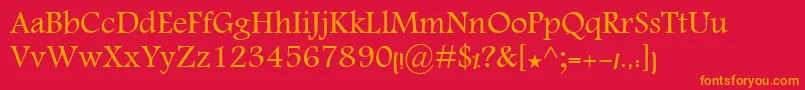 フォントKhalaadHadeel – 赤い背景にオレンジの文字