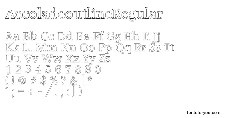 Fuente AccoladeoutlineRegular - alfabeto, números, caracteres especiales