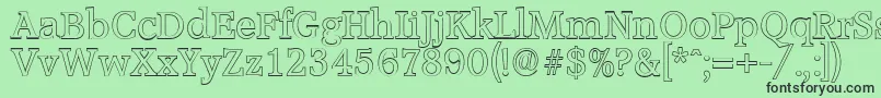 フォントAccoladeoutlineRegular – 緑の背景に黒い文字