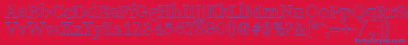 AccoladeoutlineRegular-Schriftart – Blaue Schriften auf rotem Hintergrund