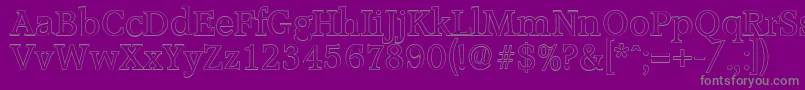 AccoladeoutlineRegular-Schriftart – Graue Schriften auf violettem Hintergrund