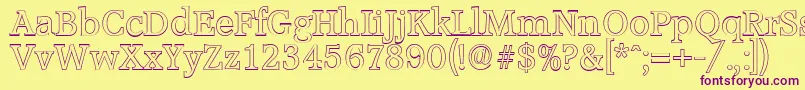 AccoladeoutlineRegular Font – Purple Fonts on Yellow Background