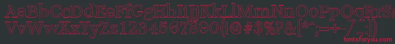 AccoladeoutlineRegular Font – Red Fonts on Black Background