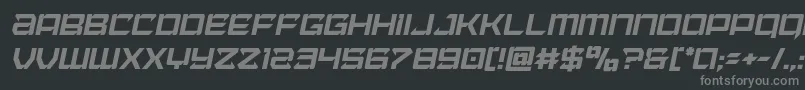 Laserwolfcondital-fontti – harmaat kirjasimet mustalla taustalla