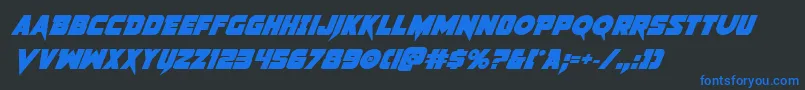 フォントPistoleerboldital2 – 黒い背景に青い文字