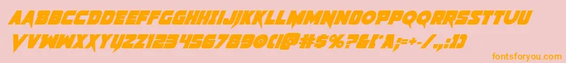 Pistoleerboldital2-Schriftart – Orangefarbene Schriften auf rosa Hintergrund