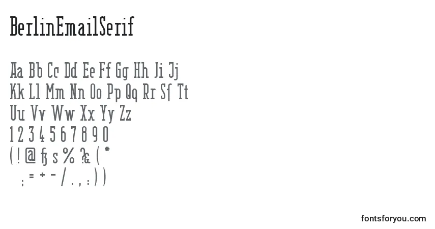 BerlinEmailSerif-fontti – aakkoset, numerot, erikoismerkit