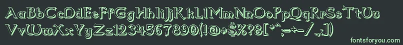 フォントDum2shad – 黒い背景に緑の文字