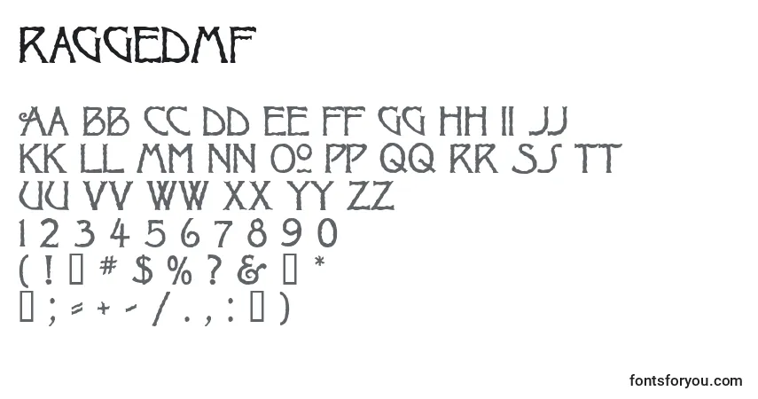 Fuente RaggedMf - alfabeto, números, caracteres especiales