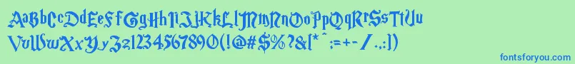 Magic School One-Schriftart – Blaue Schriften auf grünem Hintergrund