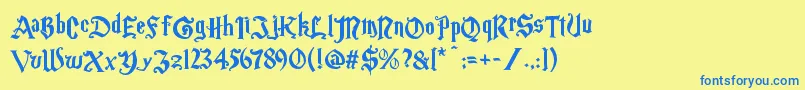 Шрифт Magic School One – синие шрифты на жёлтом фоне