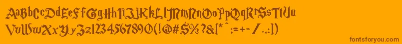 Magic School One-Schriftart – Braune Schriften auf orangefarbenem Hintergrund