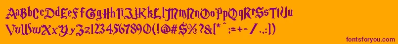 Magic School One-fontti – violetit fontit oranssilla taustalla