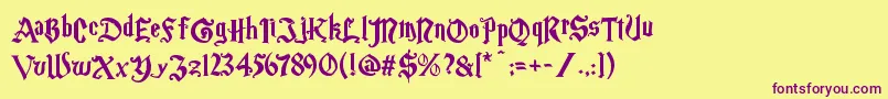 Magic School One Font – Purple Fonts on Yellow Background