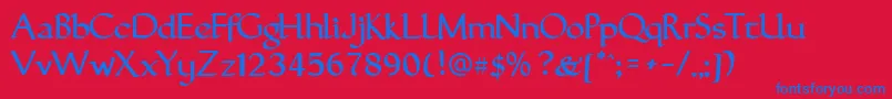 GuntherCalligraphicRegular-Schriftart – Blaue Schriften auf rotem Hintergrund