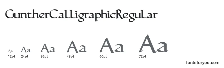 Größen der Schriftart GuntherCalligraphicRegular