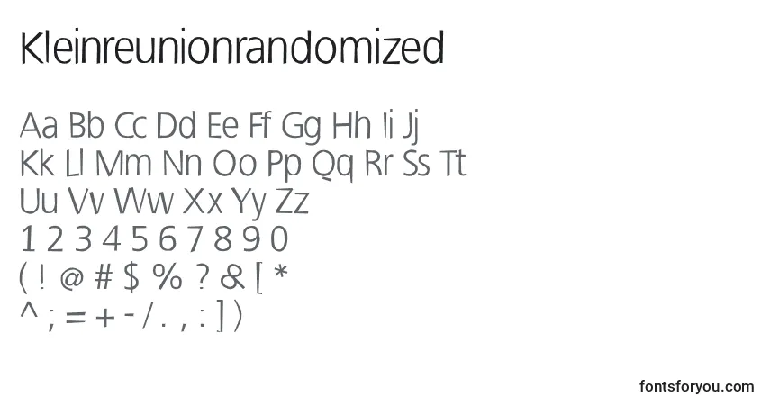 Czcionka Kleinreunionrandomized – alfabet, cyfry, specjalne znaki