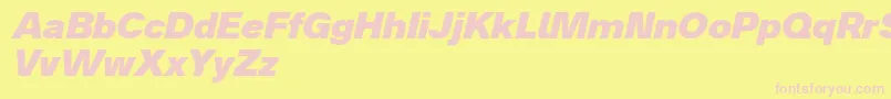 Analogue86blackoblique-fontti – vaaleanpunaiset fontit keltaisella taustalla