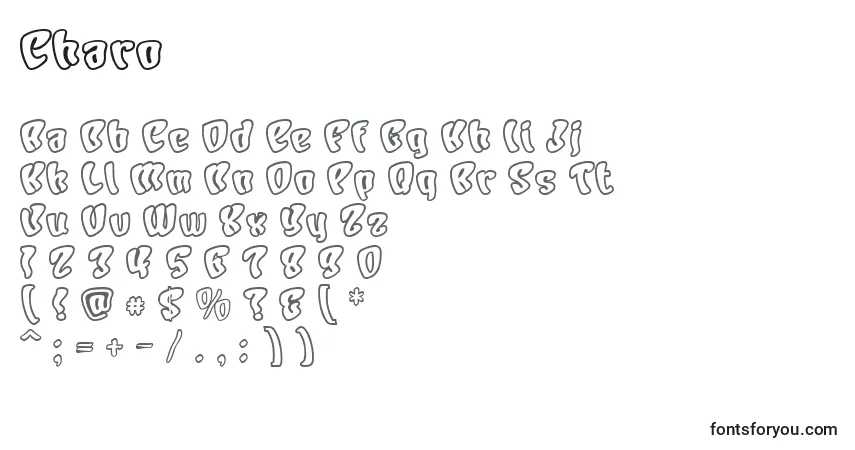 Czcionka Charo – alfabet, cyfry, specjalne znaki
