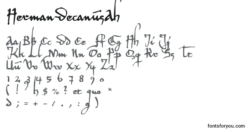 Czcionka HermanDecanusAh – alfabet, cyfry, specjalne znaki