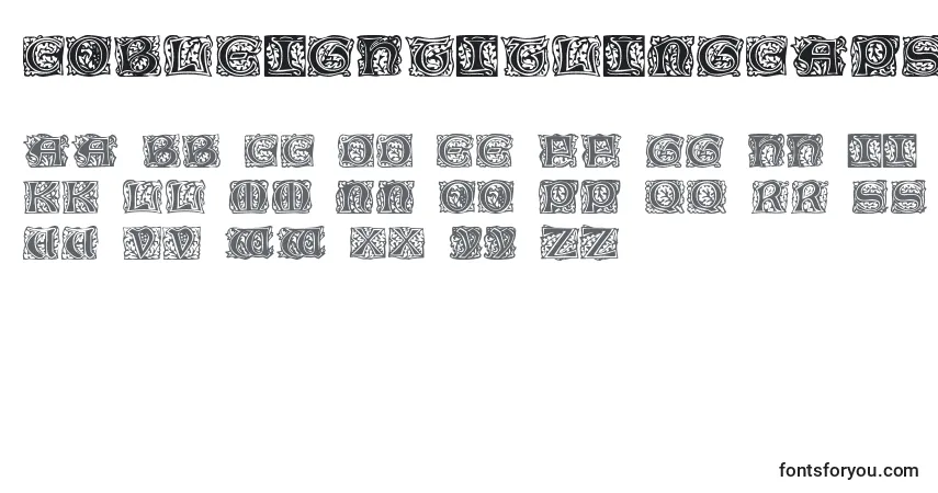A fonte Cobleightitlingcaps – alfabeto, números, caracteres especiais