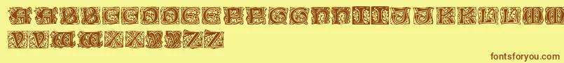 Cobleightitlingcaps Font – Brown Fonts on Yellow Background