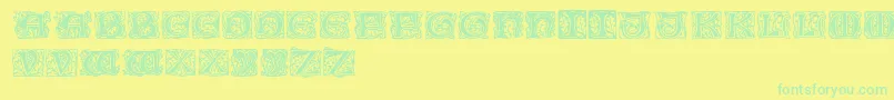 Cobleightitlingcaps-Schriftart – Grüne Schriften auf gelbem Hintergrund